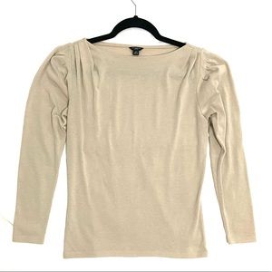 Ann Taylor Pleated Puff Sleeve Blouse Petite SM